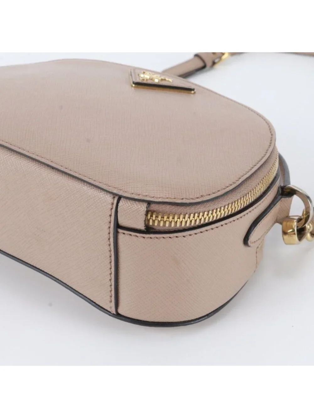 Prada Saffiano Triangle Logo Leather 2-Way Shoulder Bag Crossbody Hand